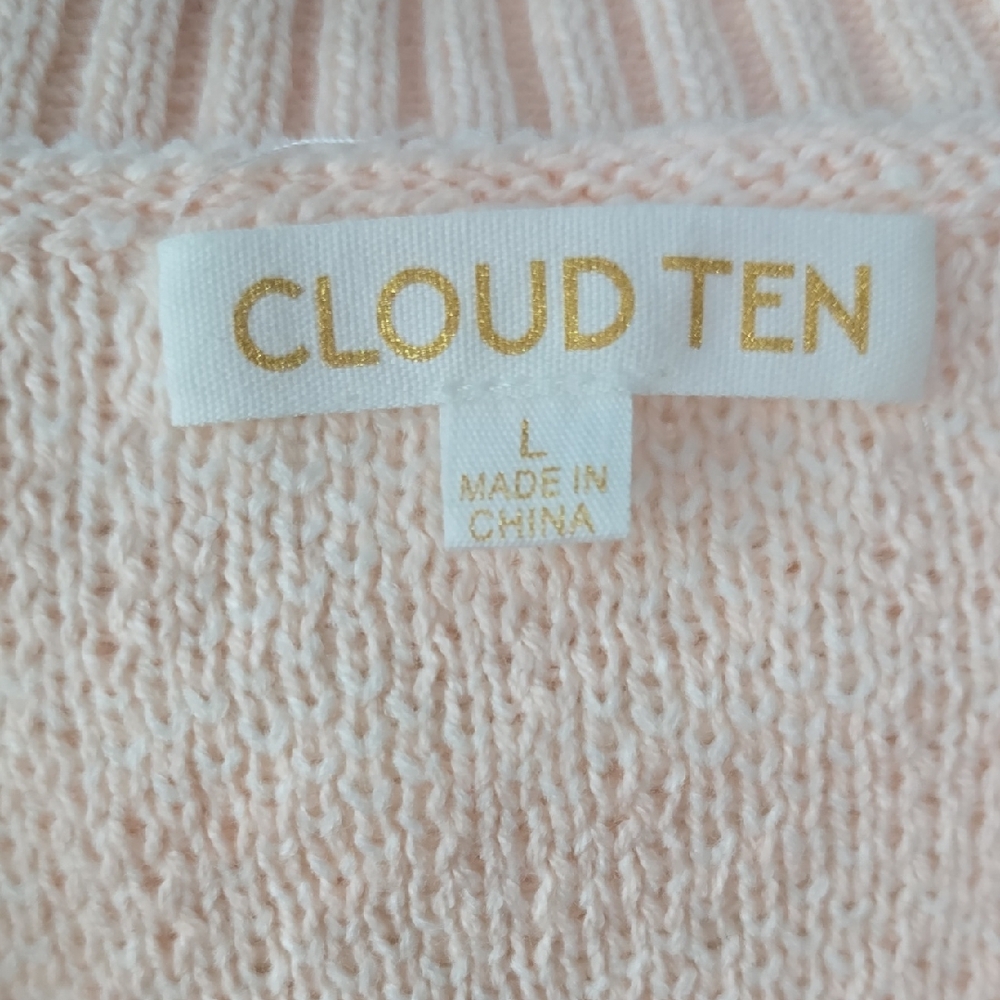 Pink V-Neck Sweater with Ribbed Texture - Picture 3 of 5